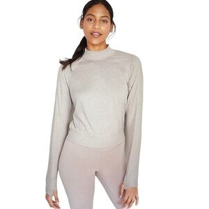 058 NWT OLD NAVY CozeCore Mock-Neck Cropped Rib-Paneled Top - Large Petite